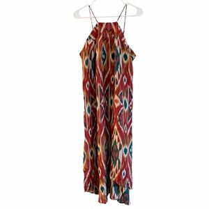 Anthropologie Saturday Sunday Aztec Southwestern Print 100% Silk Hi-Low Dress M